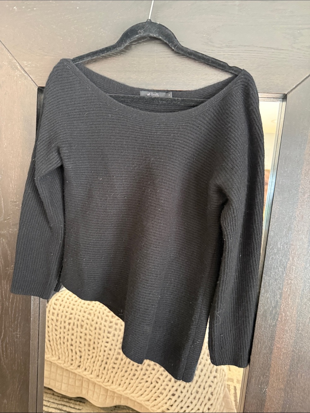 Raffi Black Ribbed Boatneck Sweater
